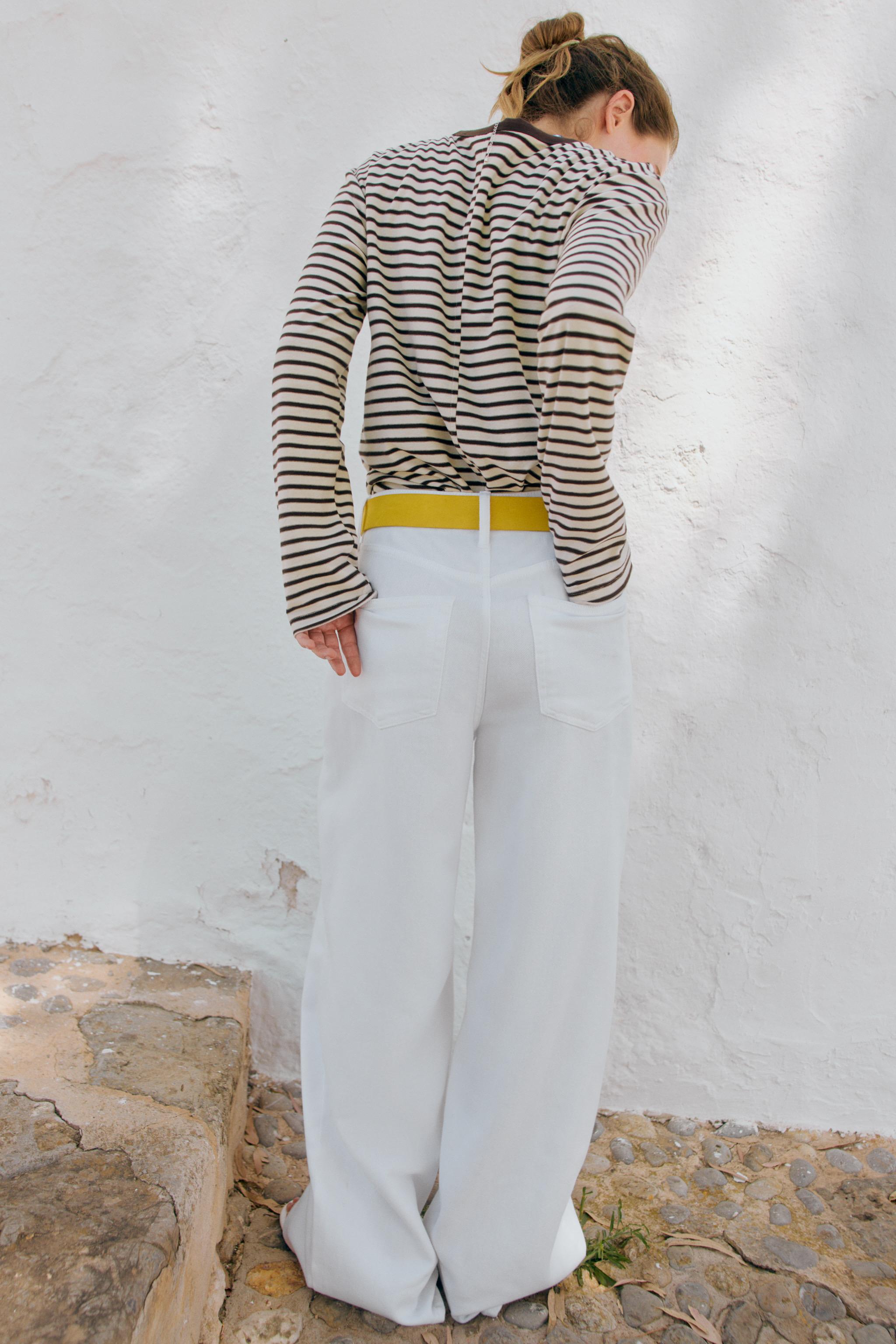 Женские футболки Zara STRIPED LONG SLEEVE T-SHIRT — фото 5