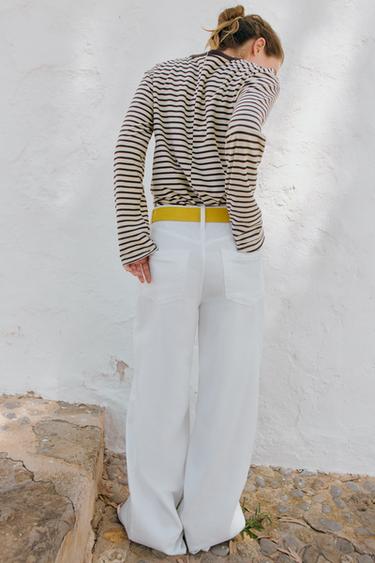 T-SHIRT RAYURES MANCHES LONGUES - Brown Stripes de Zara - Image 4