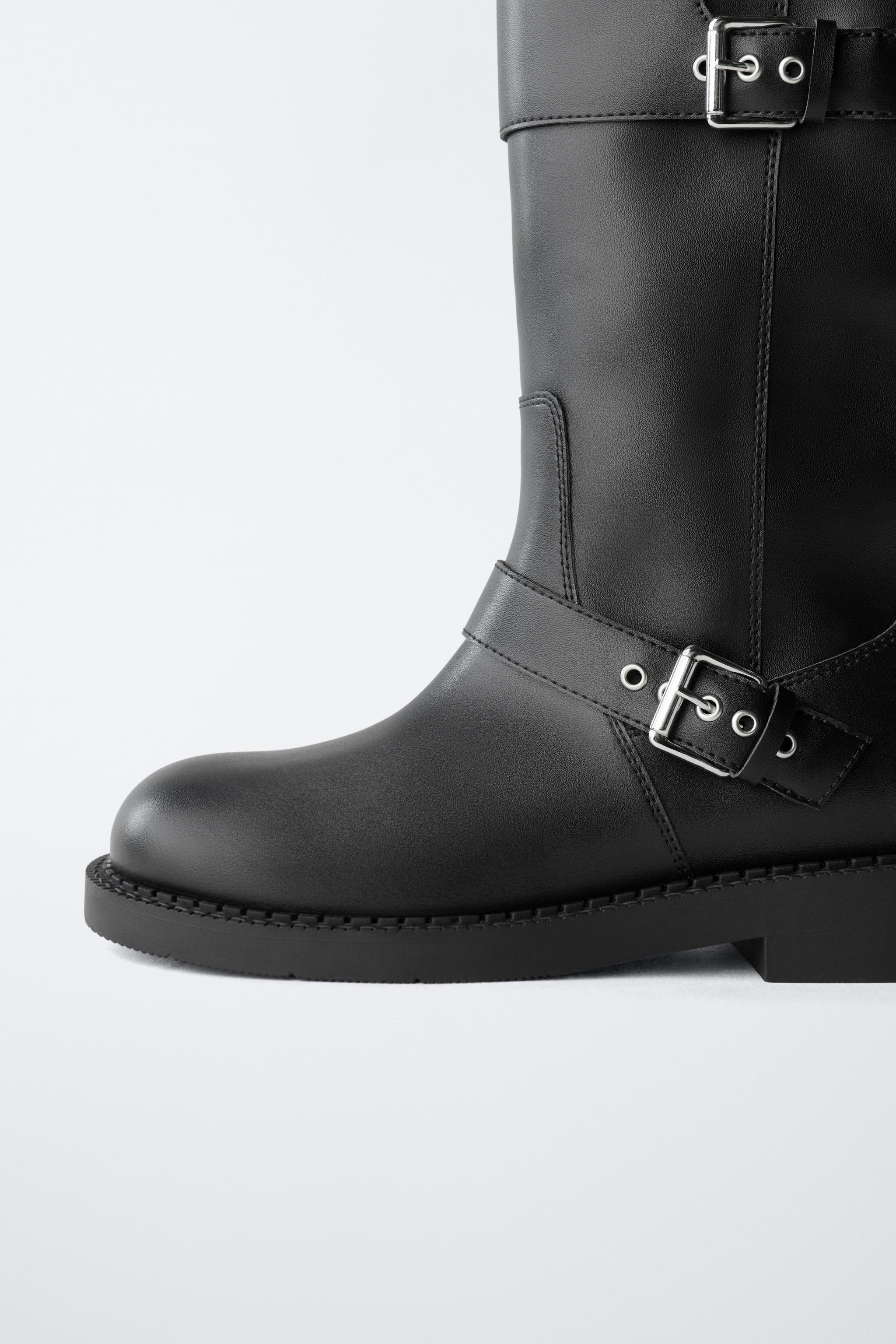 ブラックサイハイブーツ☆ バイカーニーハイブーツ - ブラック | ZARA Japan / 日本