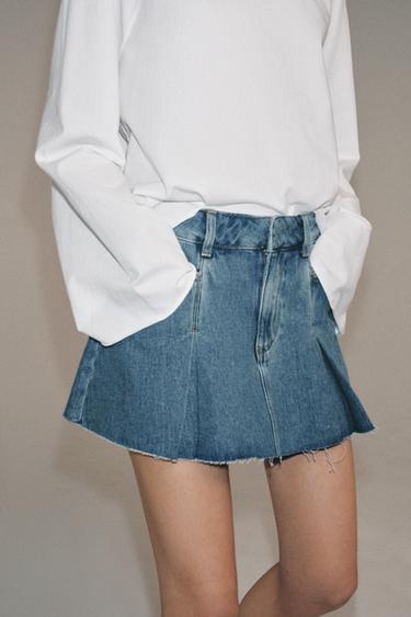 JUPE COURTE EN JEAN ZW COLLECTION - Bleu de Zara - Image 2