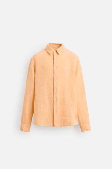 CAMISA 100% LINO - Mandarina de Zara