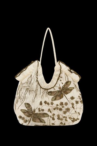 SHOPPER DETALLE BORDADOS - Dorado de Zara - Imagen 0