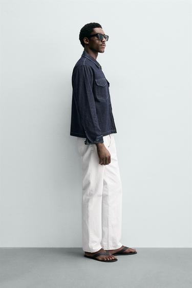 DENIM OVERSHIRT WITH ZIP - Indigo by Zara - Image 3