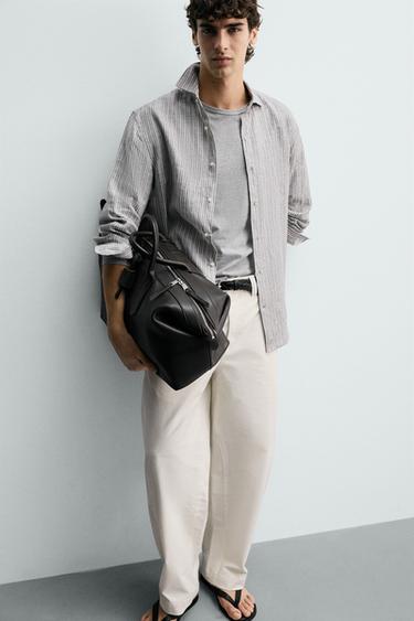 100% LINEN STRIPED SHIRT - striped by Zara - Image 5