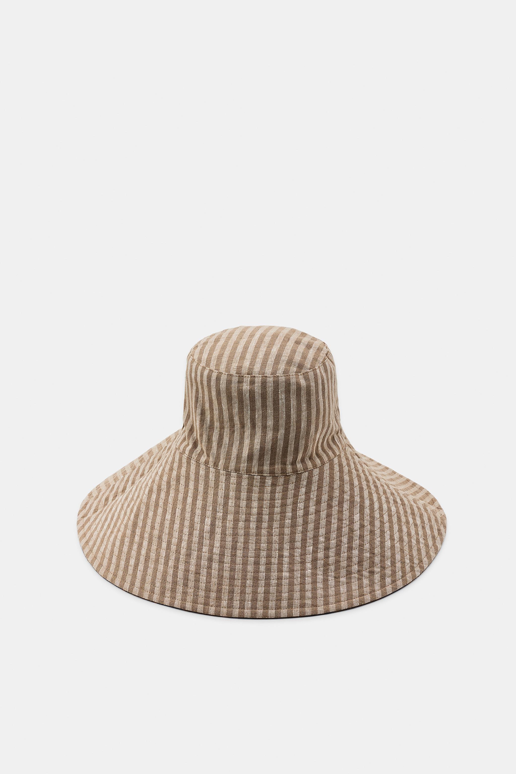 REVERSIBLE 100% LINEN STRIPED HAT