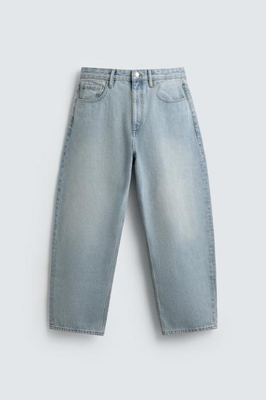 TAPERED WIDE-LEG JEANS - Light blue by Zara
