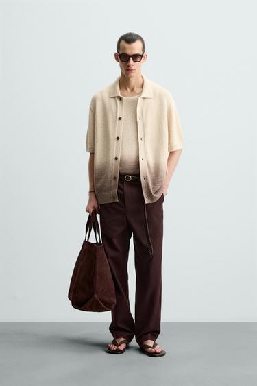 CAMISA PUNTO ESTAMPADO DEGRADADO - Beige de Zara - Imagen 0