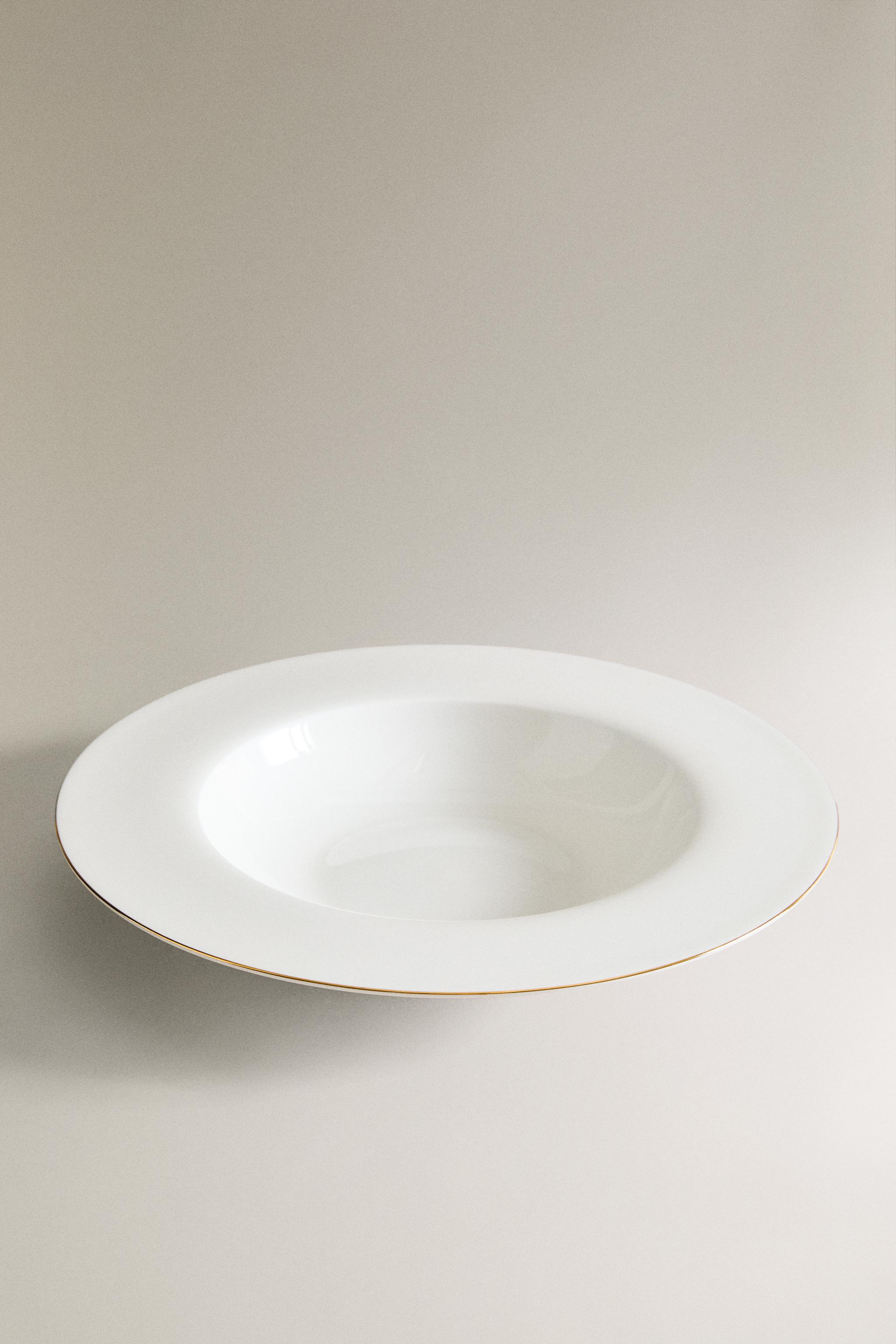 RIMMED BONE CHINA SOUP PLATE — Gold
