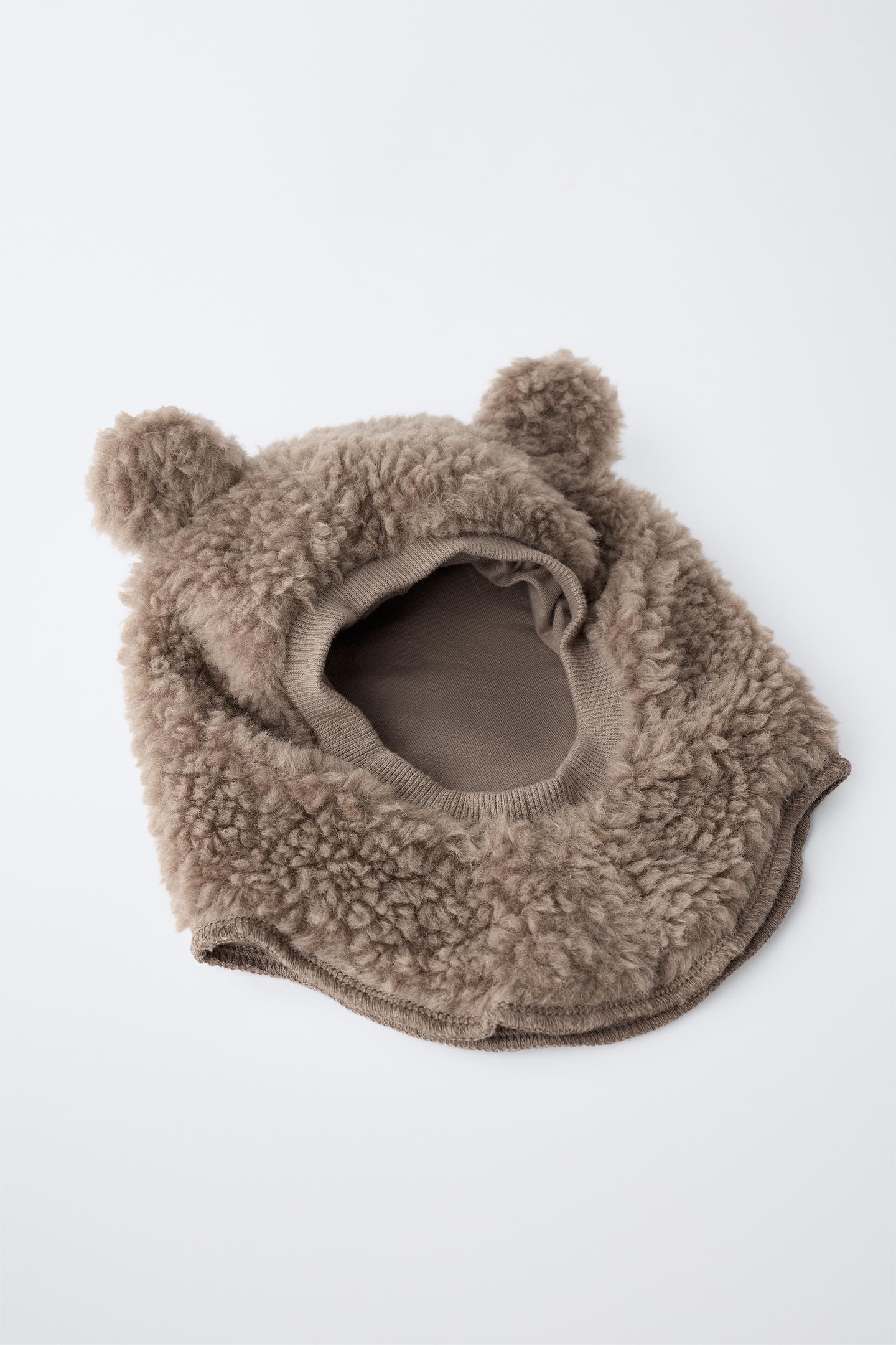 Детская балаклава Zara Faux Shearling Balaclava with Ears, цвет: Коричневый — фото 3
