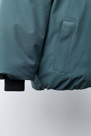 WATER-REPELLENT QUILTED COAT WITH HOODIE - Petrol blue by Zara - Image 5