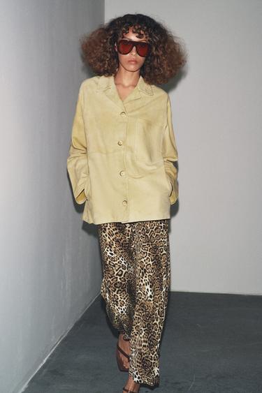 CHEMISE À POCHE EN CUIR DAIM ÉDITION LIMITÉE - Jaune de Zara