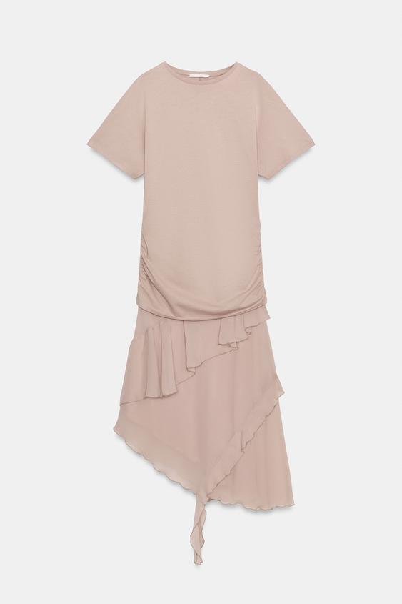 RUFFLED COMBINATION DRESS