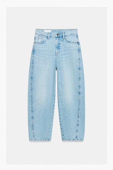 Zara TRF MID-RISE CROPPED JEANS - Light blue