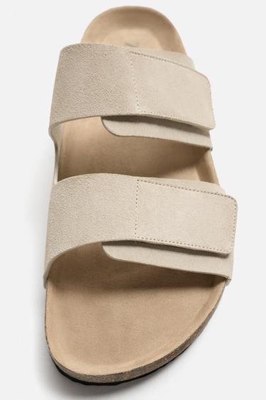 DOUBLE STRAP LEATHER SANDALS - Ecru White by Zara - Image 2
