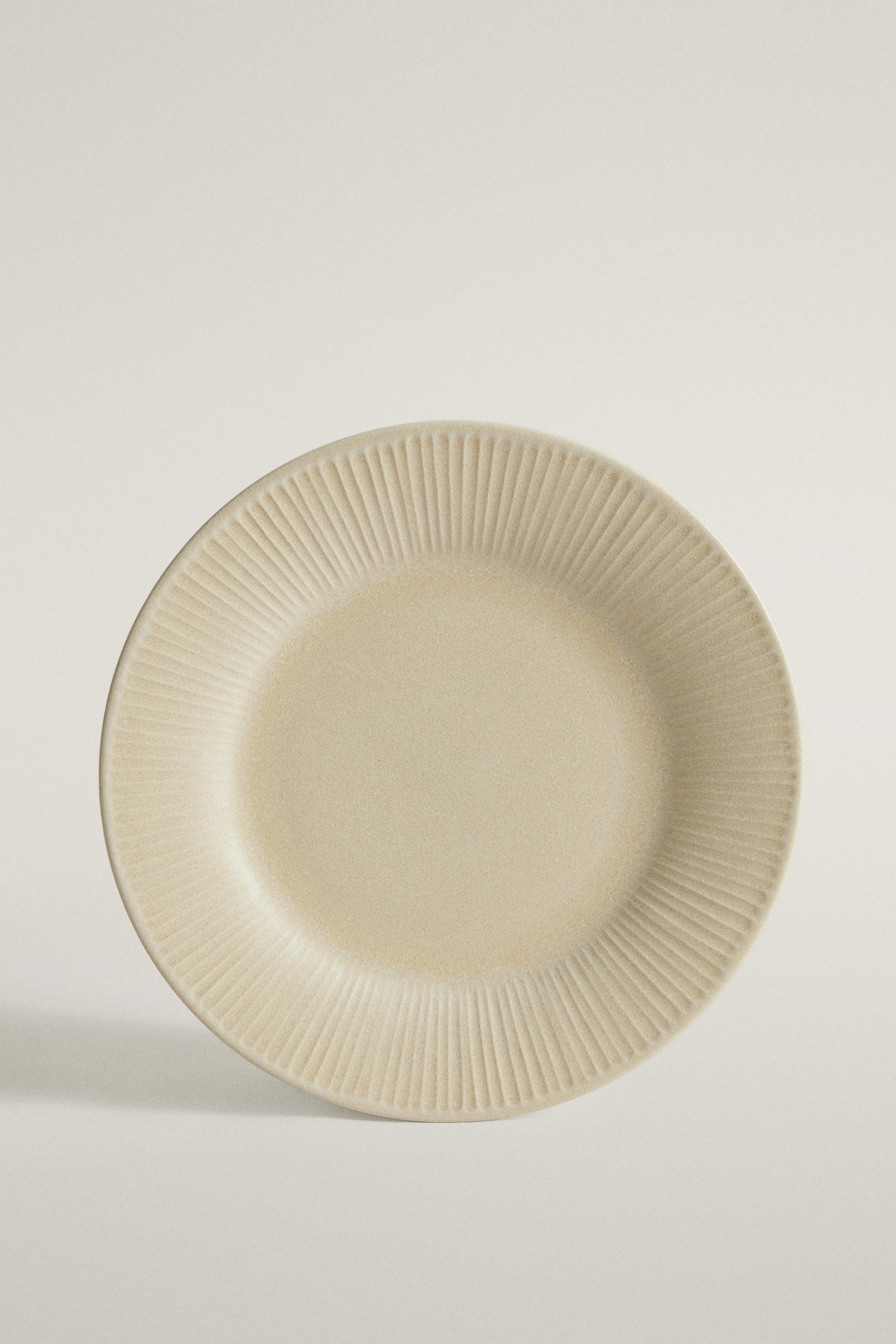 ASSIETTE À DESSERT GRÈS RAYÉE