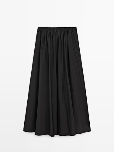 Zara Technical fabric midi skirt - Black - Image 0