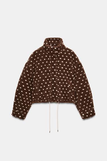 도트 프린트 시어링 재킷 - Zara의 brown/white - 이미지 0