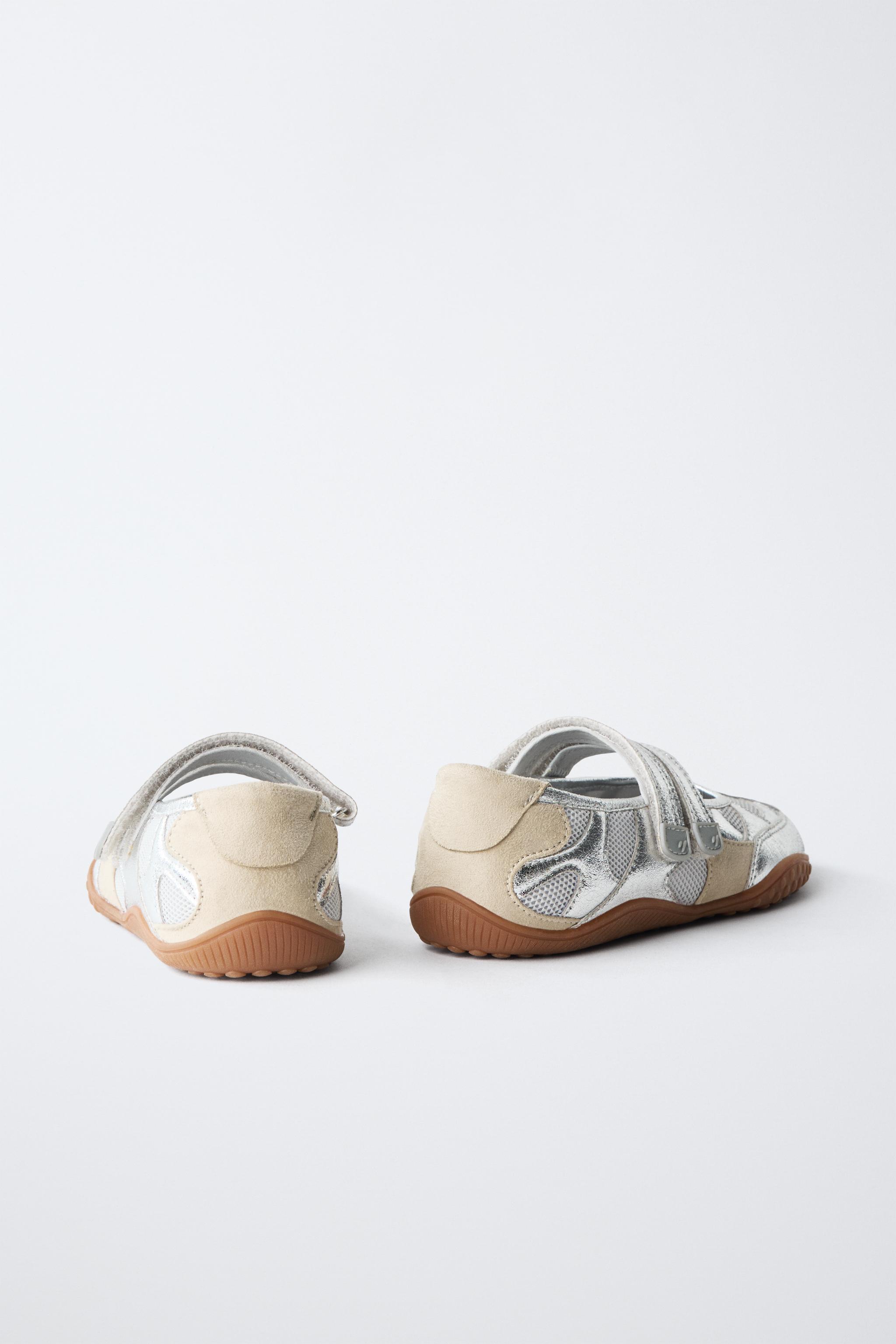 Обувь Zara METALLIC SPORTY BALLET FLATS — фото 6