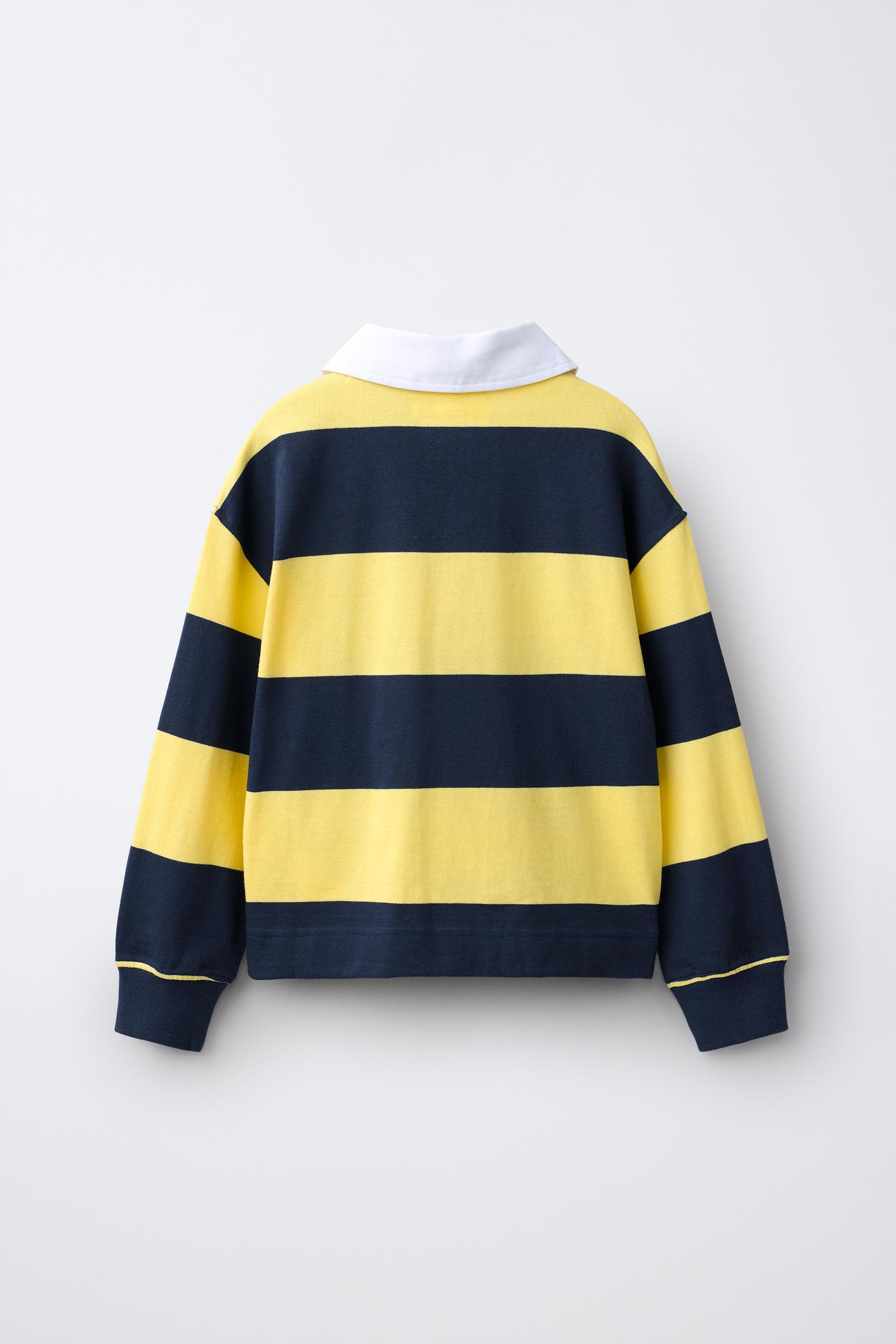 Детское поло Zara Heavyweight Striped Polo, цвет: Жёлтый — фото 3