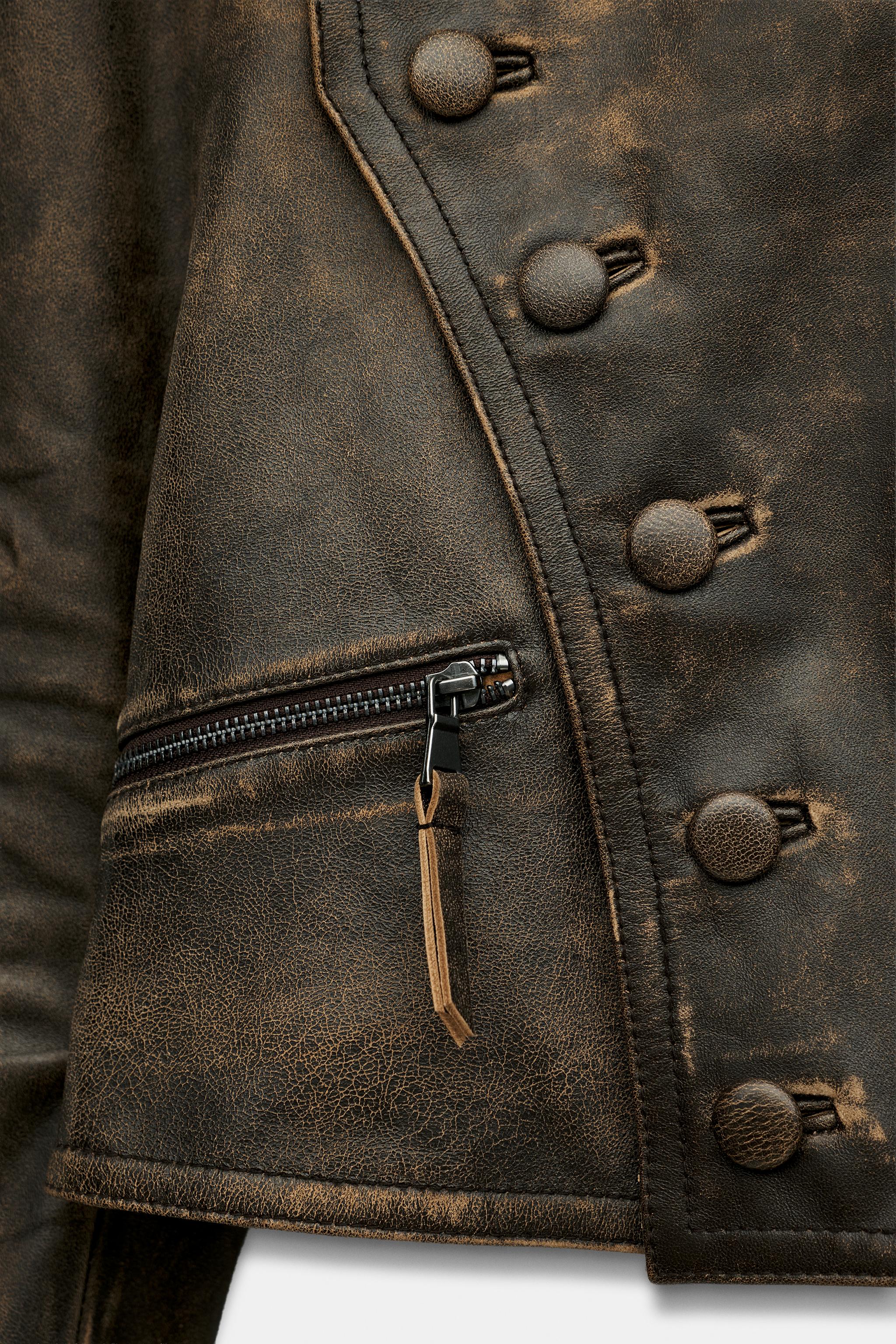 ZW COLLECTION 100% LEATHER BUTTON JACKET
