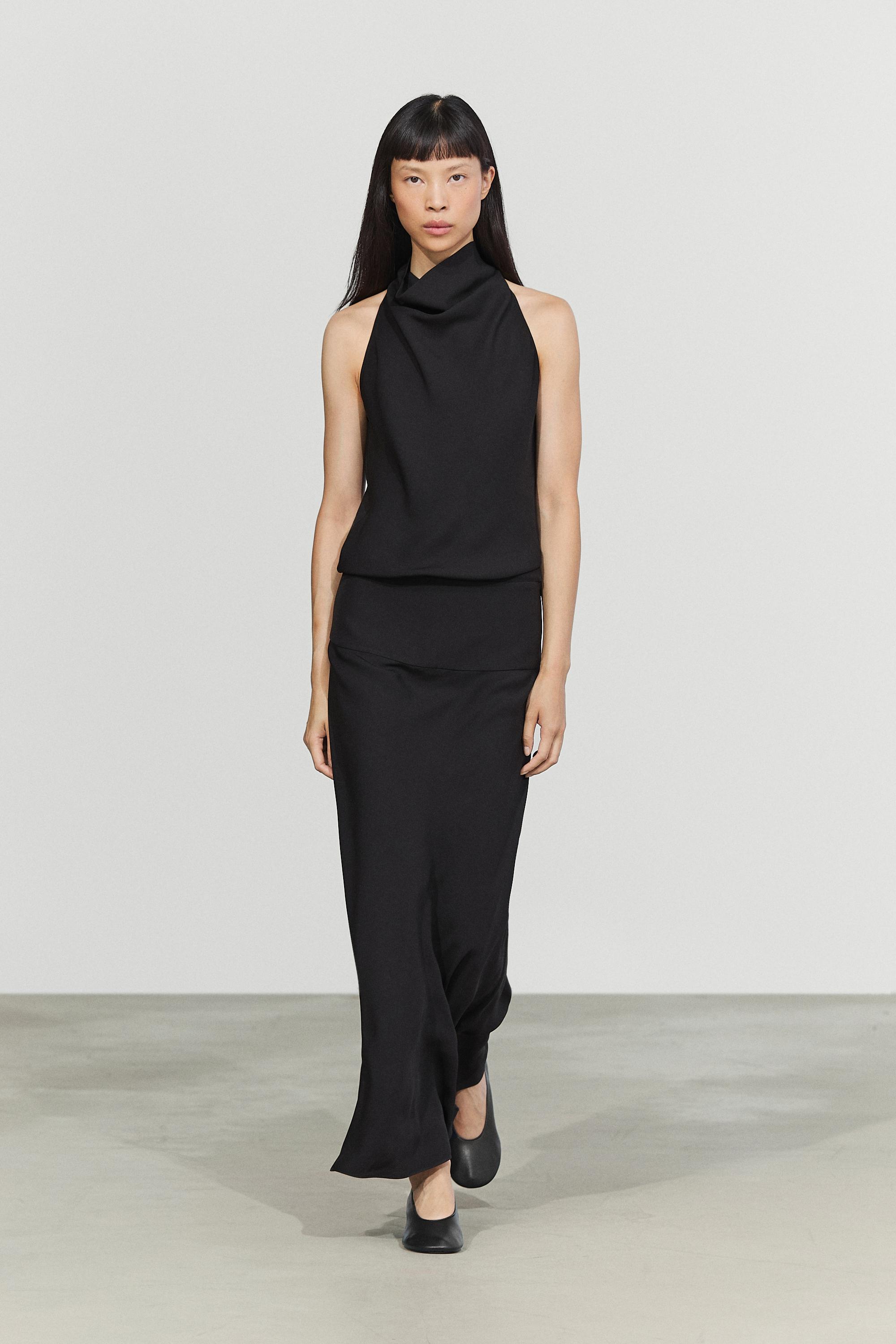 Halter midi dress with waistband detail