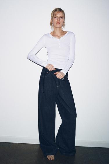 HENLEY NECK T-SHIRT - Oyster-white by Zara