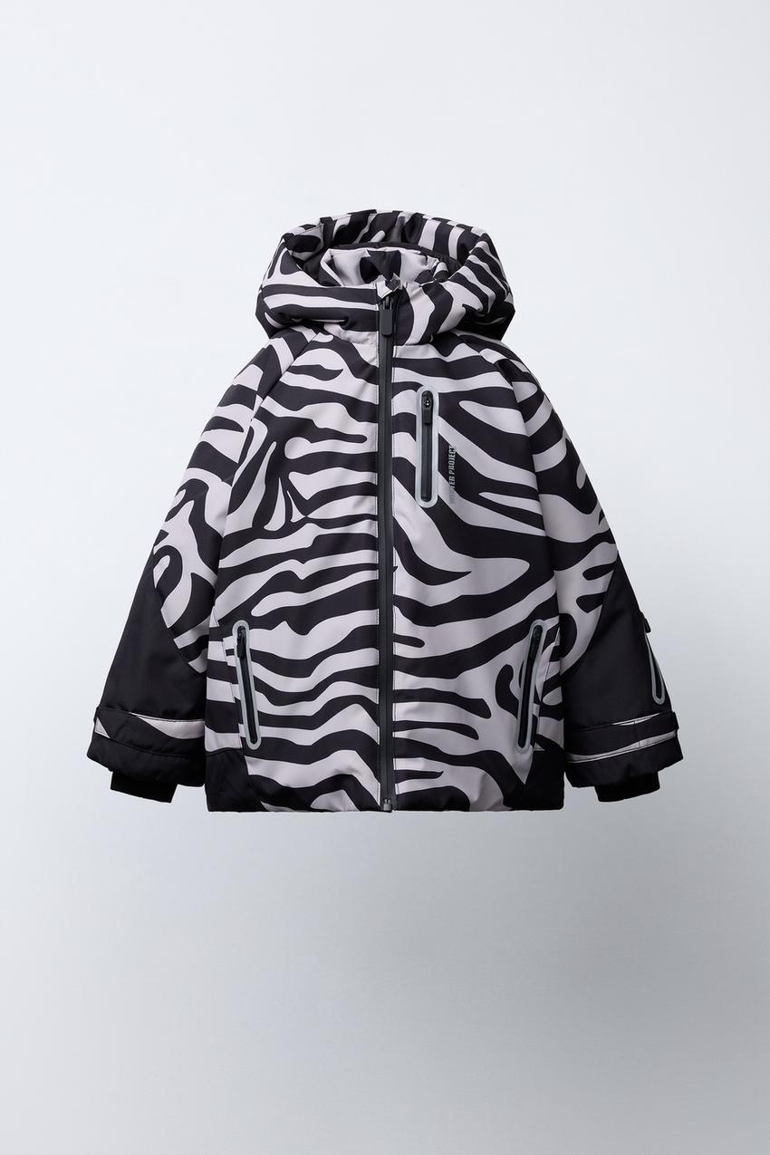 耐水&防風ゼブラ柄ジャケット - ブラック/エクリュ | ZARA Japan / 日本