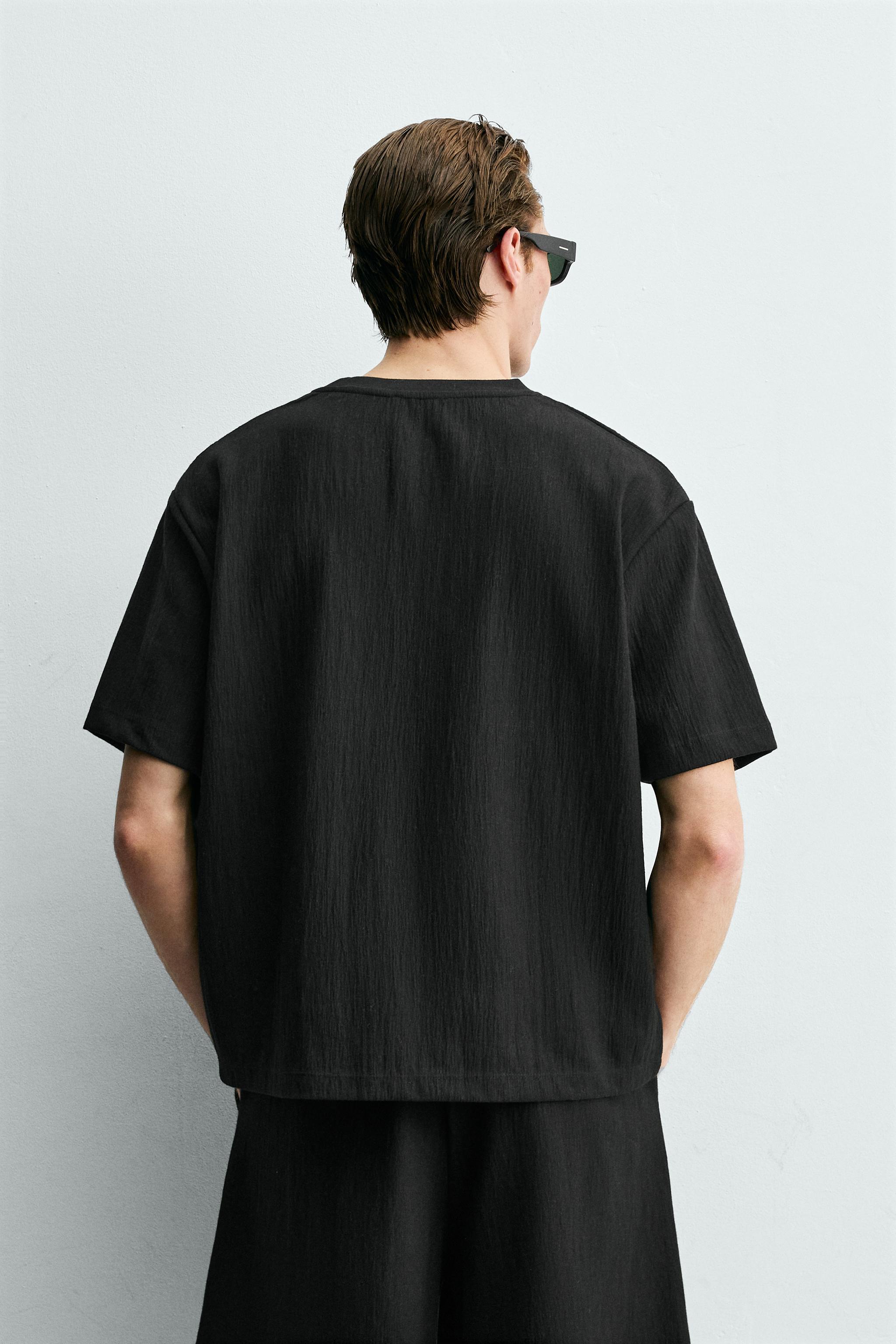 Мужские футболки Zara RELAXED FIT TEXTURED T-SHIRT — фото 3