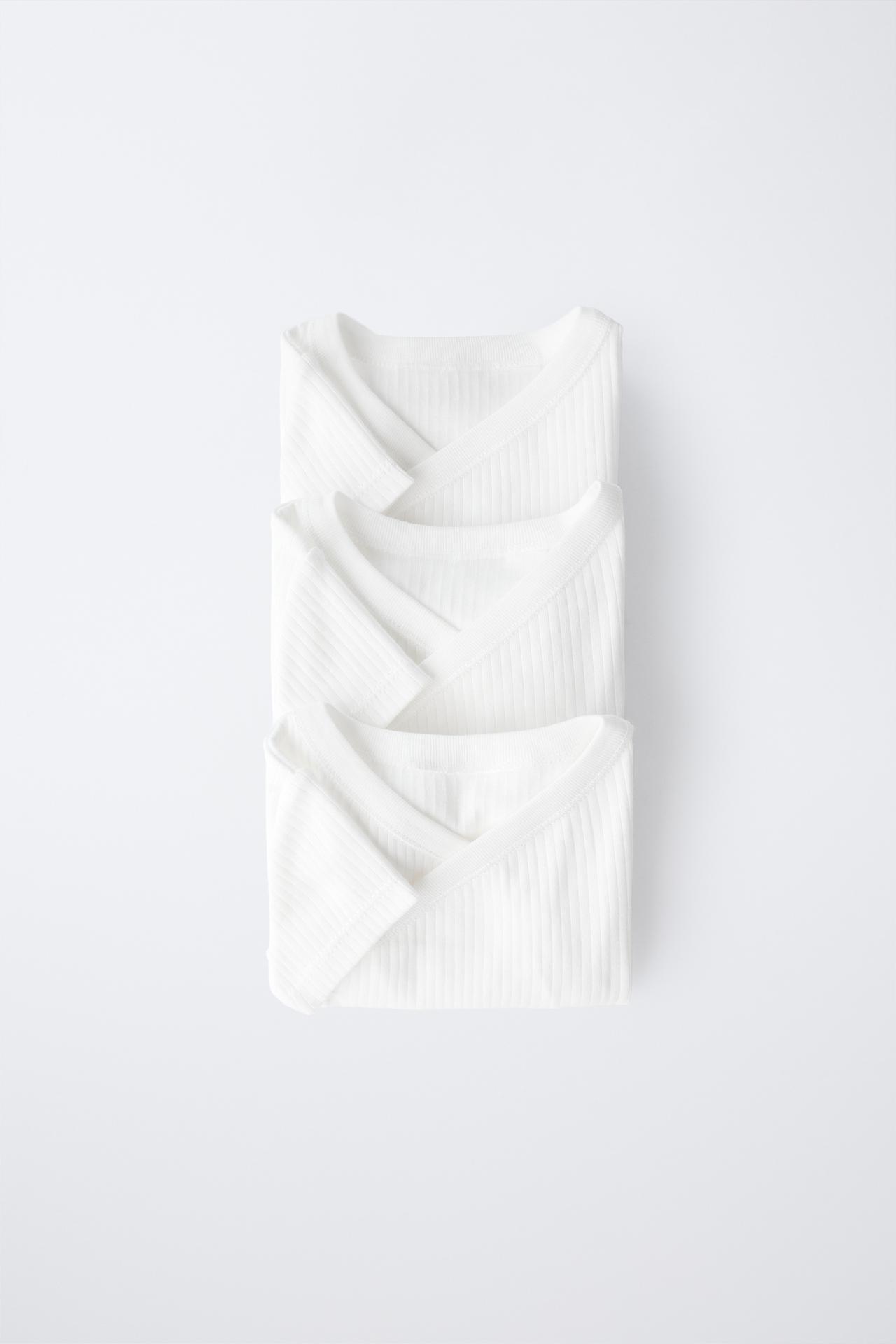 THREE-PACK OF SHORT SLEEVE WRAP BODYSUITS — White