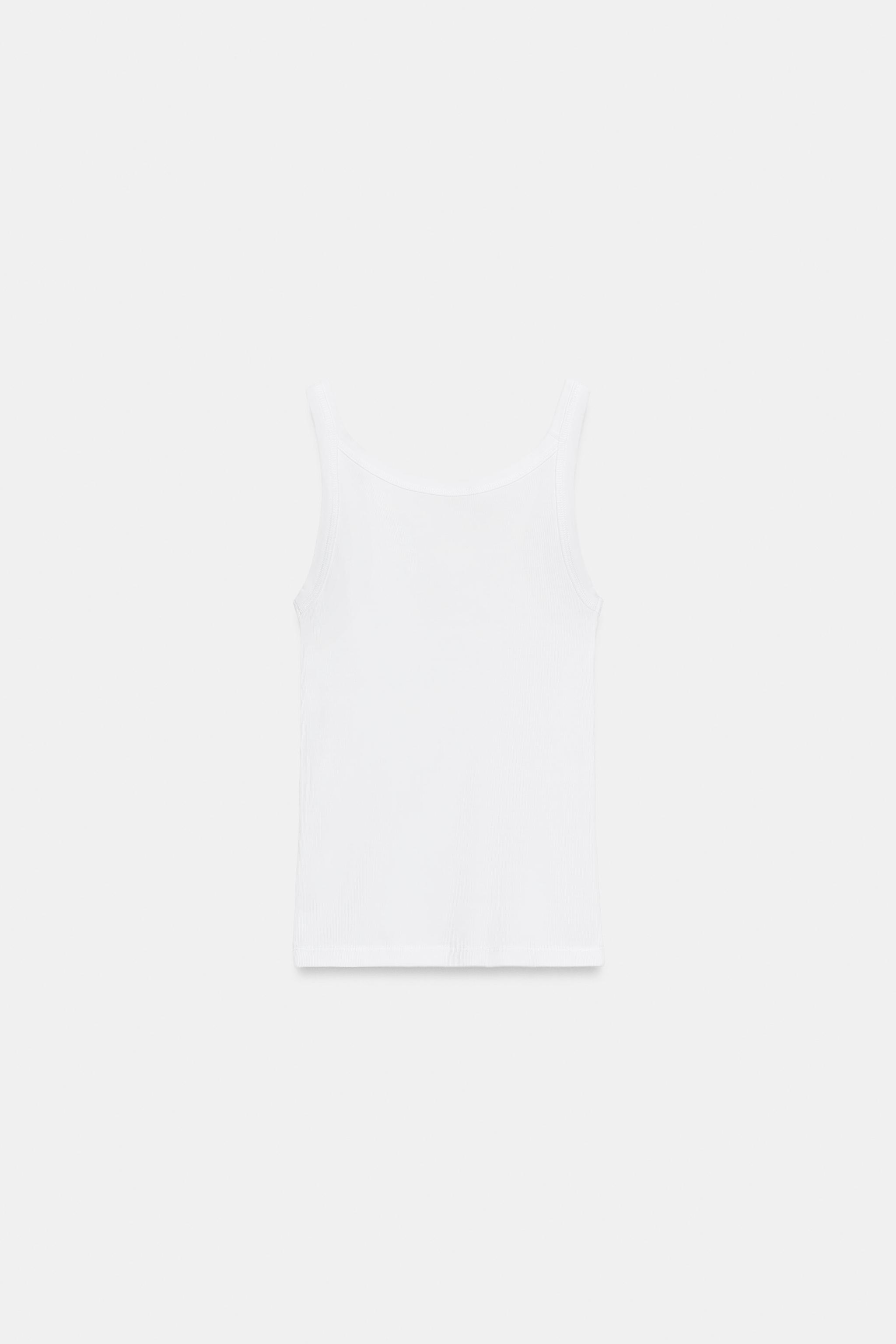 Zara RIBBED COTTON TANK TOP görsel 5