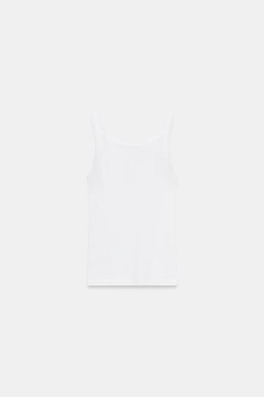 TOP À BRETELLES EN COTON CÔTELÉ - Blanc de Zara - Image 8