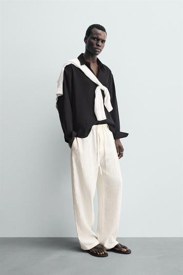 PANTALON 100 % LIN COUPE DÉCONTRACTÉE - Écru de Zara - Image 3