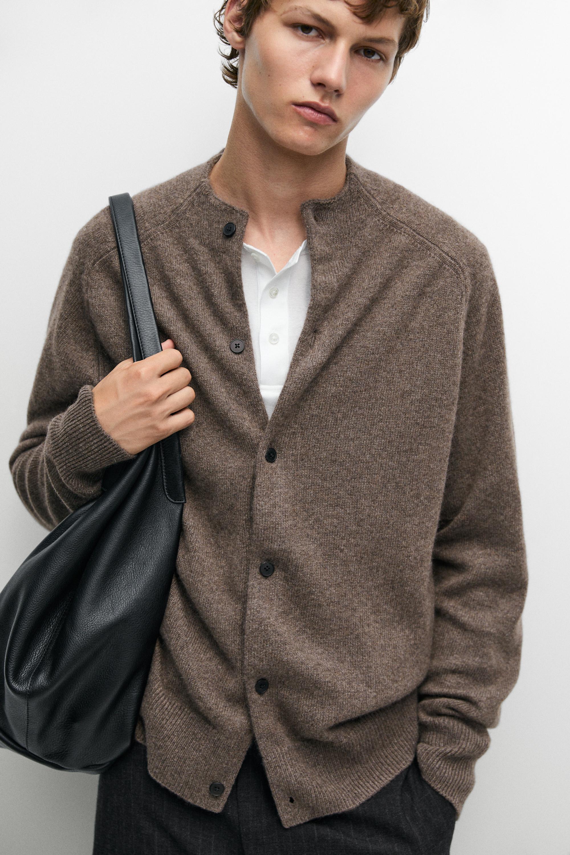 100% cashmere knit bomber cardigan