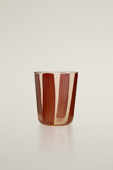 STRIPED GLASS TUMBLER - Red by Zara