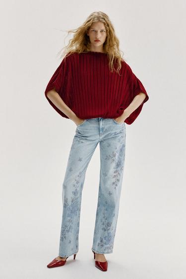 TOP ANCHO PUNTO RIB - Rojo oscuro de Zara - Imagen 0