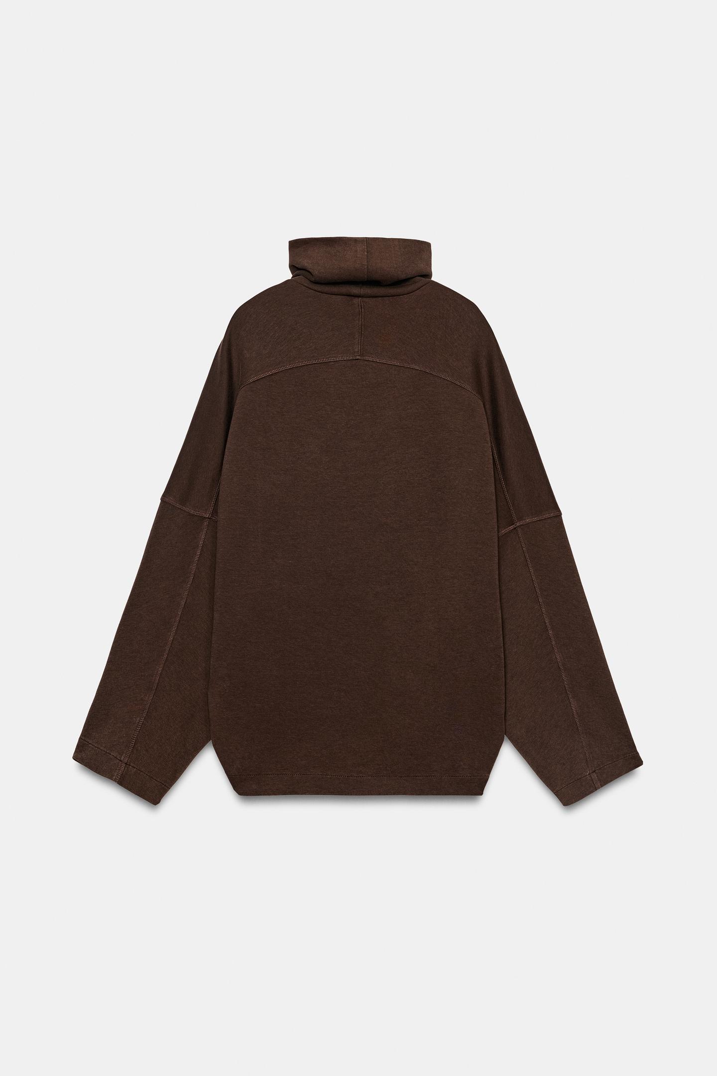 Женская толстовка Zara Mock Neck Interlock, цвет: Коричневый — фото 5