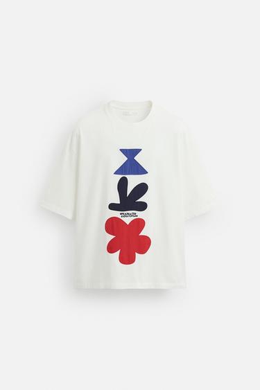 T-SHIRT À PIÈCES GÉOMÉTRIQUES - Blanc de Zara - Image 6