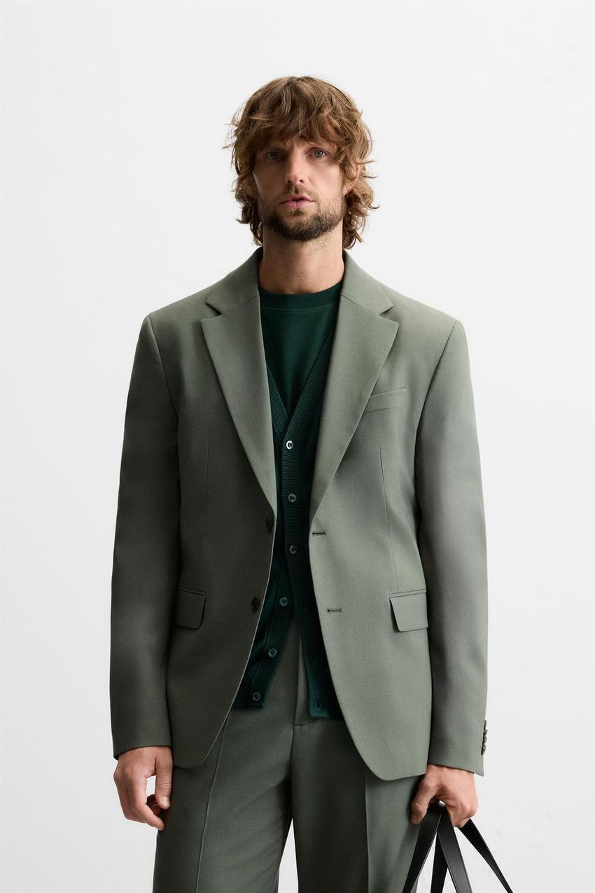 テクスチャー スーツ ブレザー - グリーン | ZARA Japan / 日本
