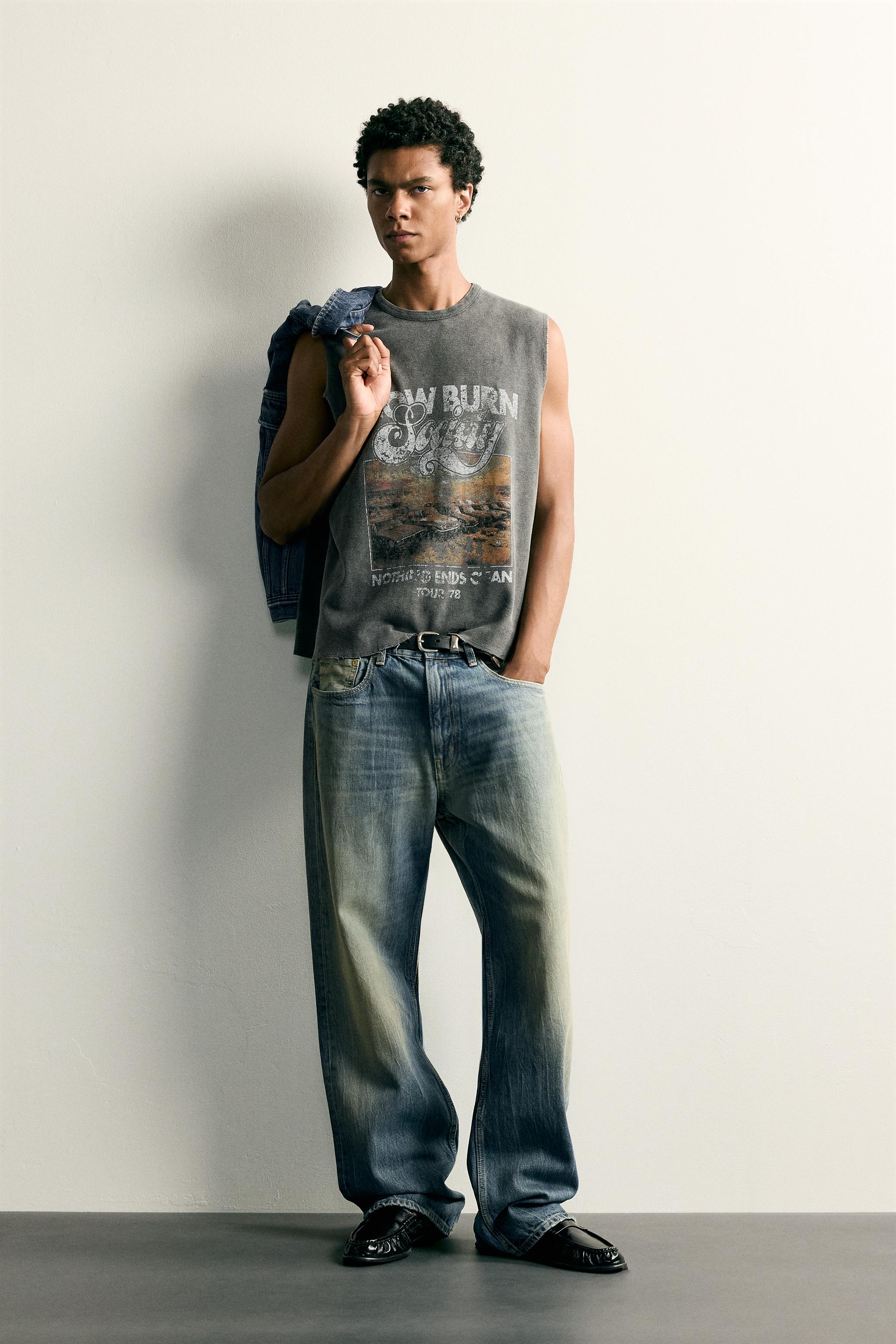 WASHED PRINTED KNIT TANK TOP
