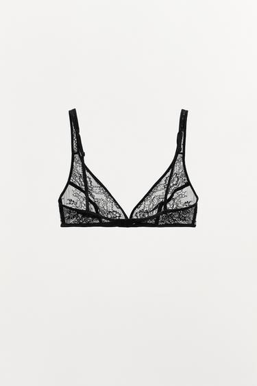 BRALETTE TRIANGULAIRE EN DENTELLE - Noir de Zara - Image 5