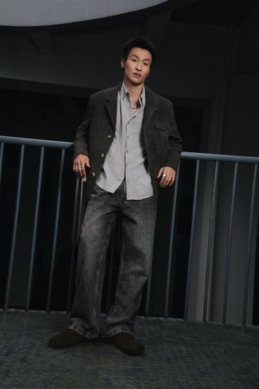 Zara 麂皮西裝外套 - 棕色 / 暗灰褐色