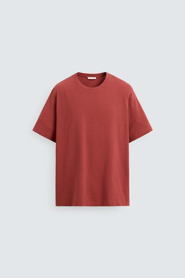 Zara BASIC MEDIUM WEIGHT T-SHIRT - Intense red