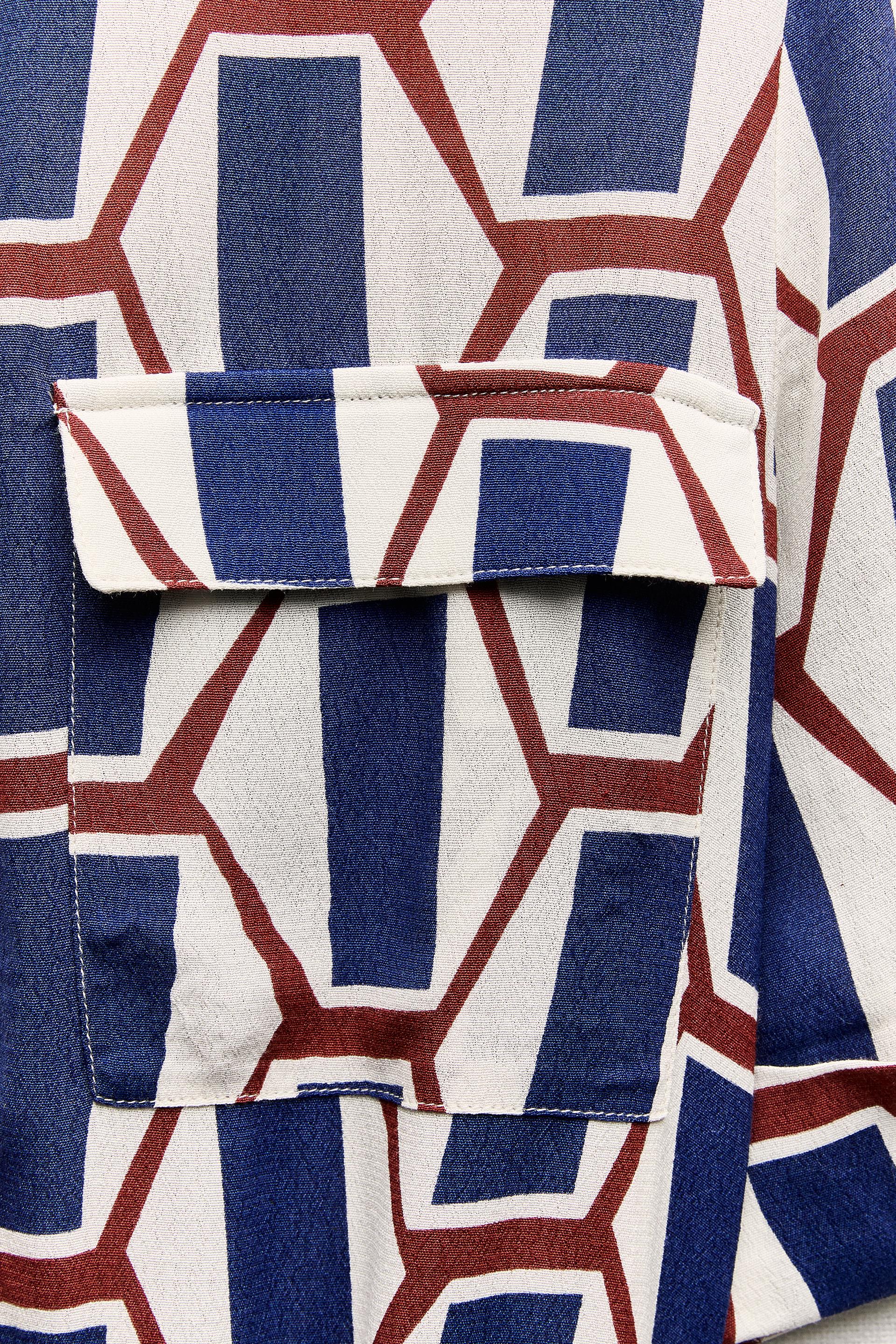 Zara AW18 Geometric Print Tunic Shirt Belted Dress 8026/817 Size