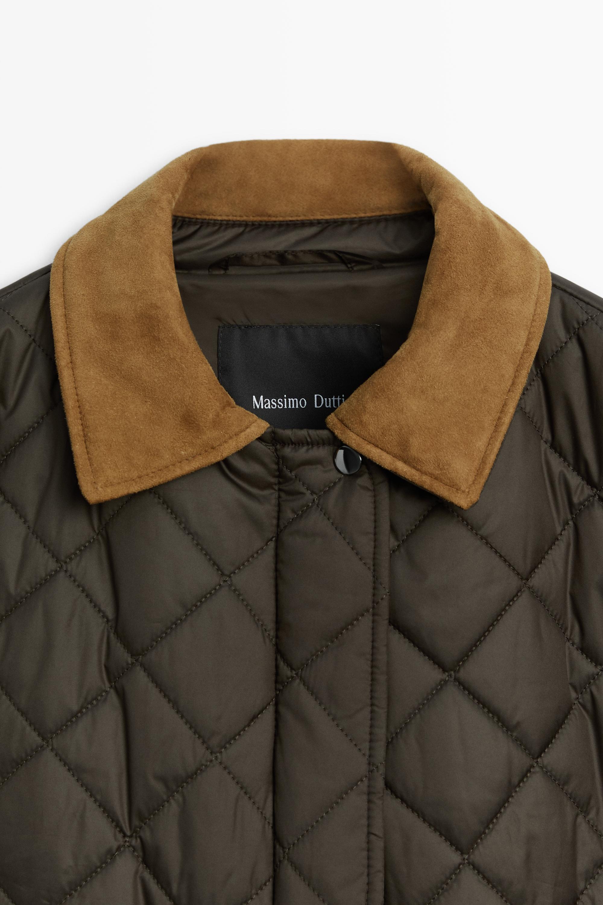 Veste courte matelassée combinée en cuir