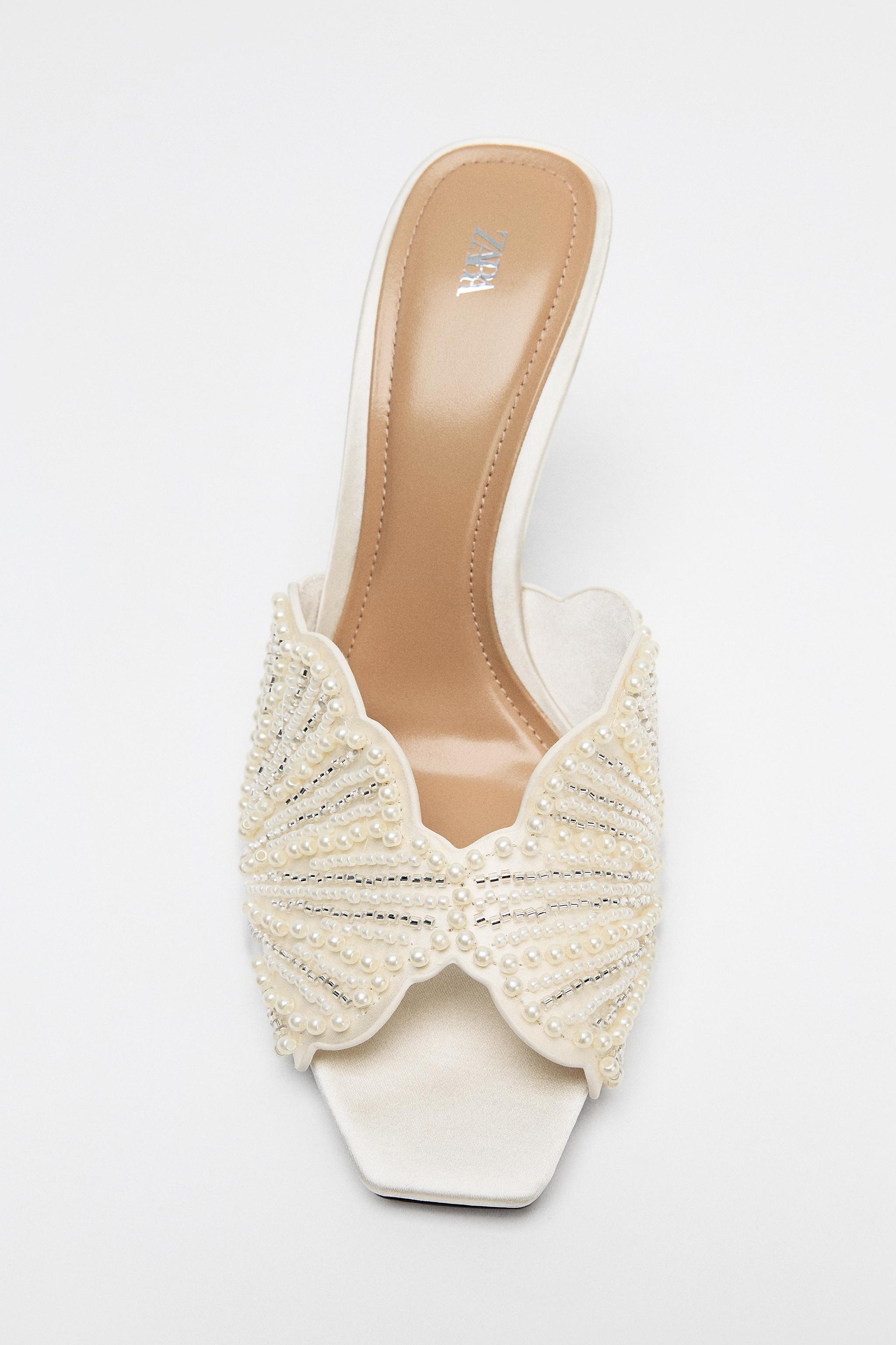 FAUX PEARL SLINGBACK HEEL SANDALS
