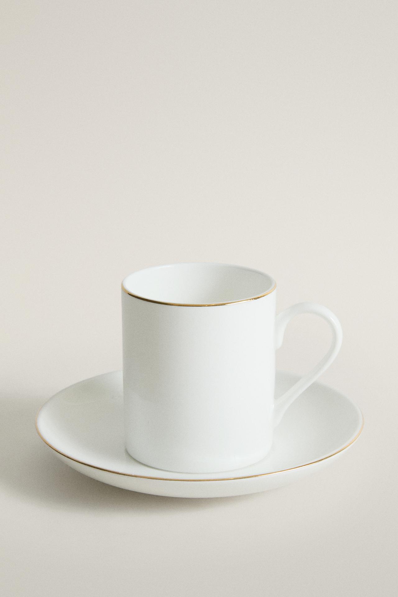 GOLD BONE CHINA COFFEE CUP AND SAUCER — Gold