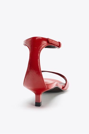 SANDALES BRACELET EN CUIR - Rouge de Zara - Image 6