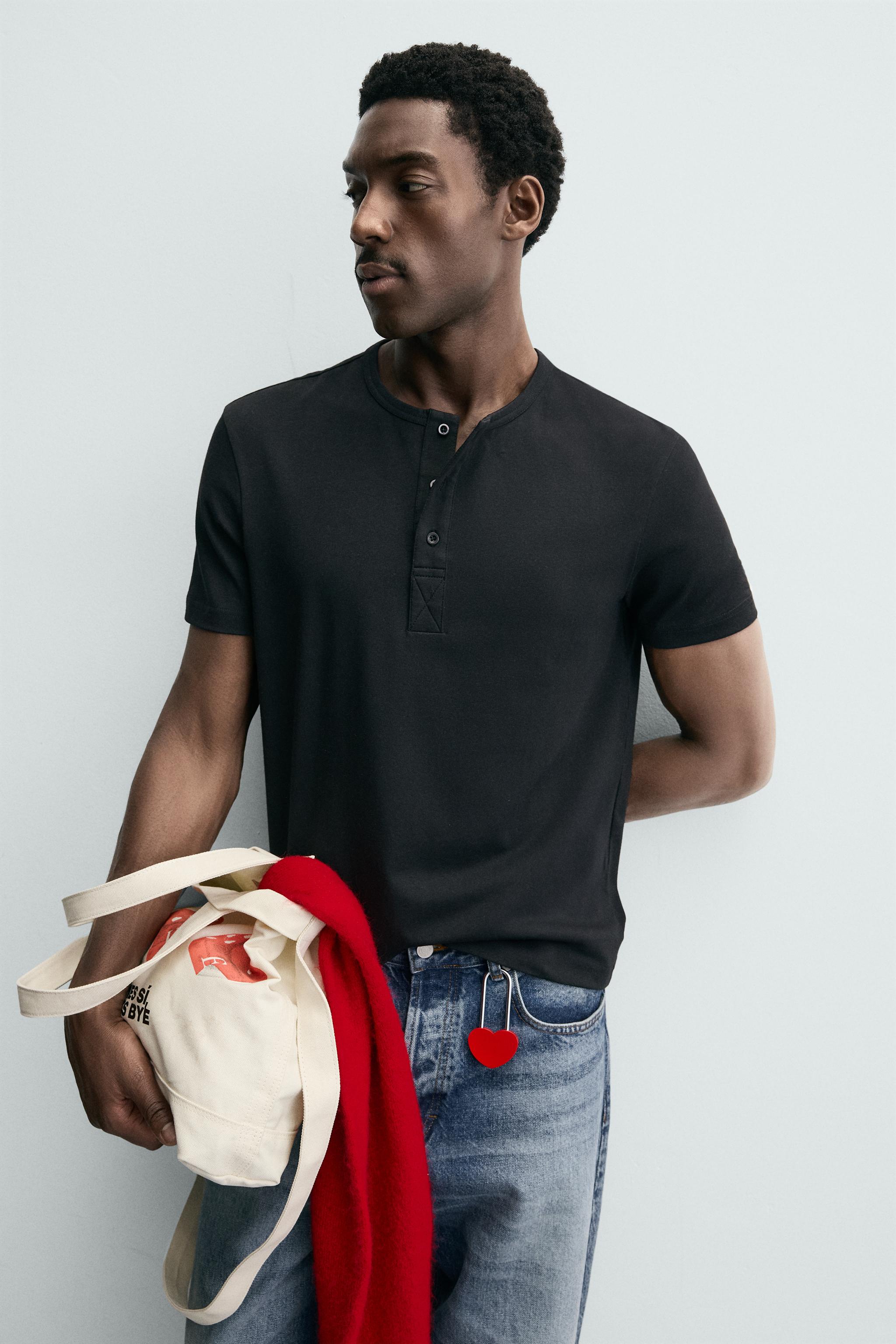 HENLEY NECK T-SHIRT