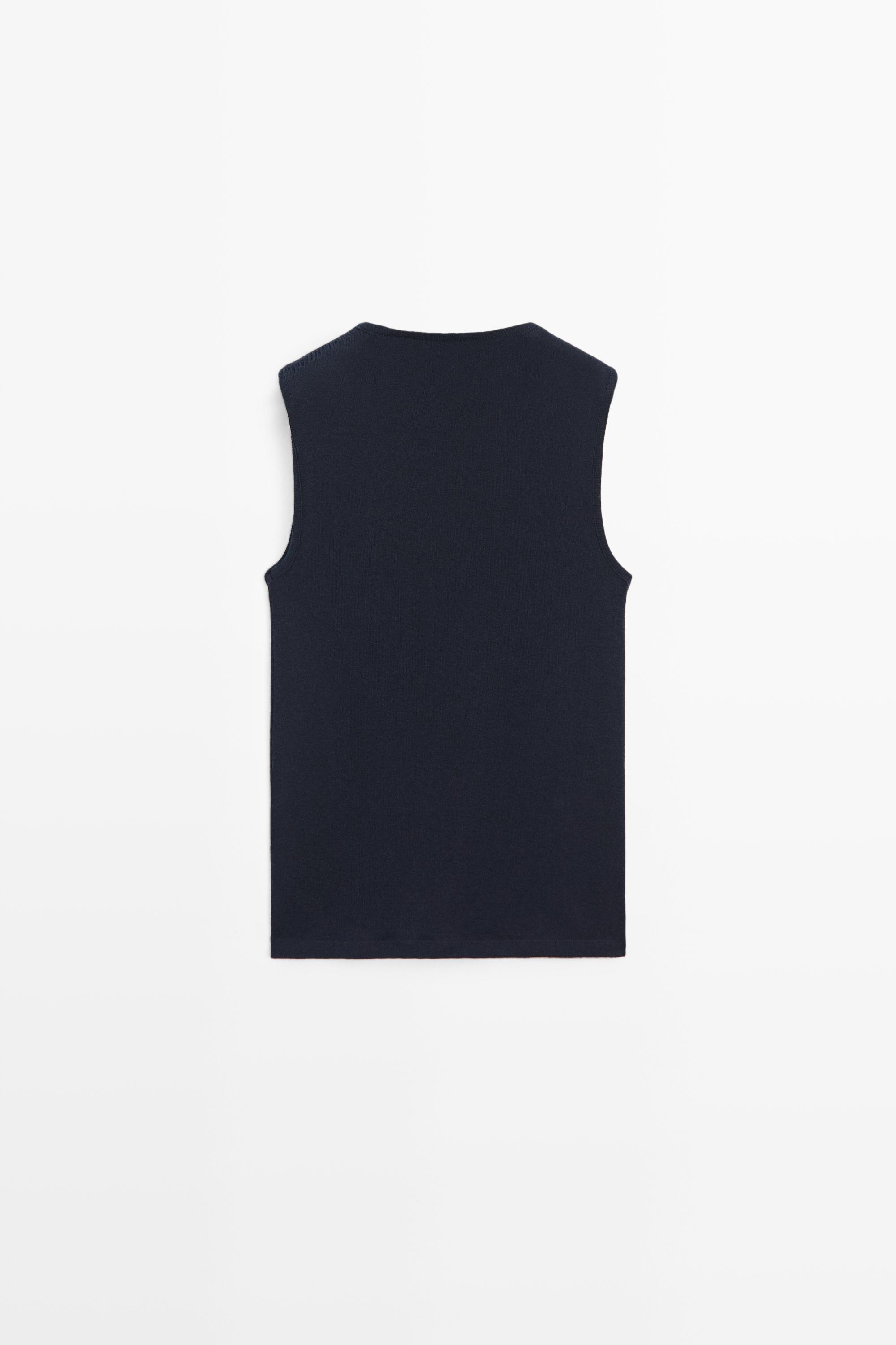 Sleeveless suede cotton-blend knit top