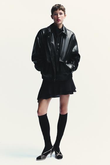 FAUX LEATHER BOMBER JACKET - Black by Zara